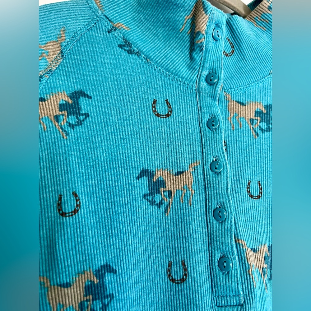 Bit & Bridle Blue Equestrian Print Top - Picture 3 of 6